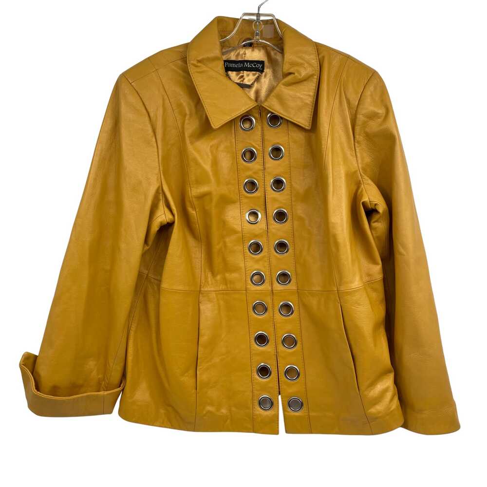 Pamela McCoy Gold Leather Jacket | Women's XL Classic Style